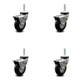 Service Caster 3 Inch Hooded Neoprene Rubber 8mm Threaded Stem Casters with Brakes SCC, 4PK SCC-TS03S310-NPRB-BC-B-M815-4